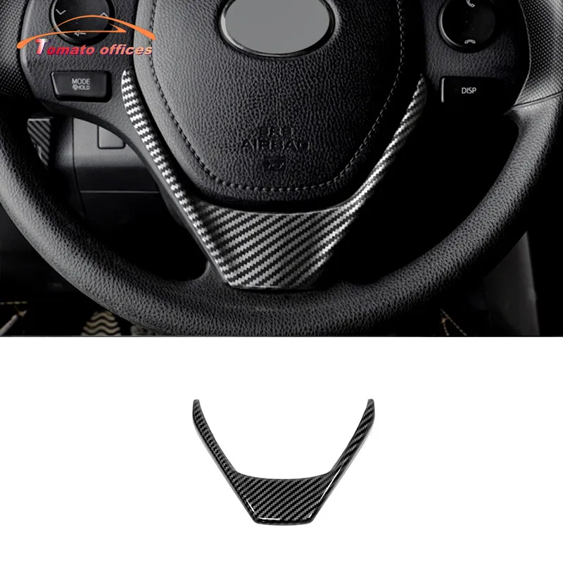 

ABS Carbon fiber Car Steering wheel Button frame Cover Trim Sticker Accessories For Toyota RAV4 RAV 4 2013 2014 2015 2016 2017