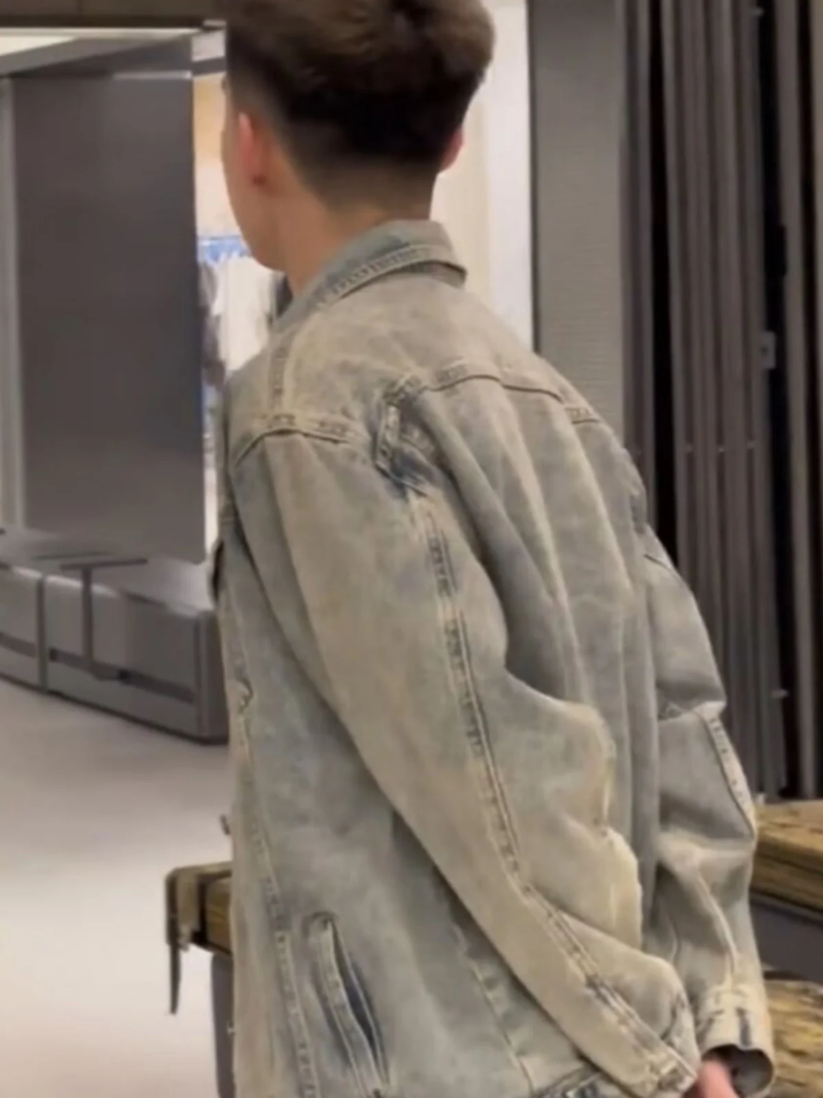 Retro Sli Herren Denim Jaet Frühling Herbst Casual Kragen Jugend Faion All-Match Oberbekleidung Stand Fit Lange Sve Mantel