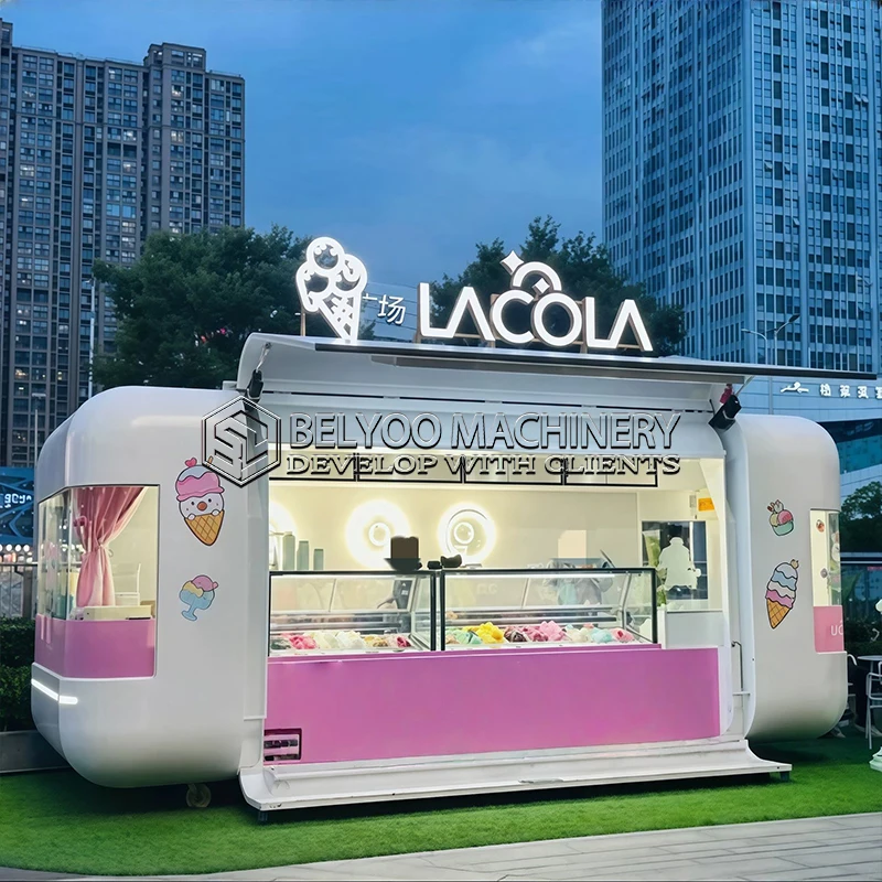 Belyoo Mobile Food Kiosk Trailer Food Full Kitchen Food Truck for Sale Burger Foodtruck Trailer Mobile Fully Equipped