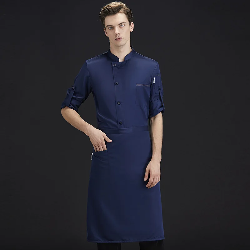 

Chef's workwear long-sleeve kitchen uniform, Chinese and Western restaurant chef short-sleeve summer attire, hotel chef uniform