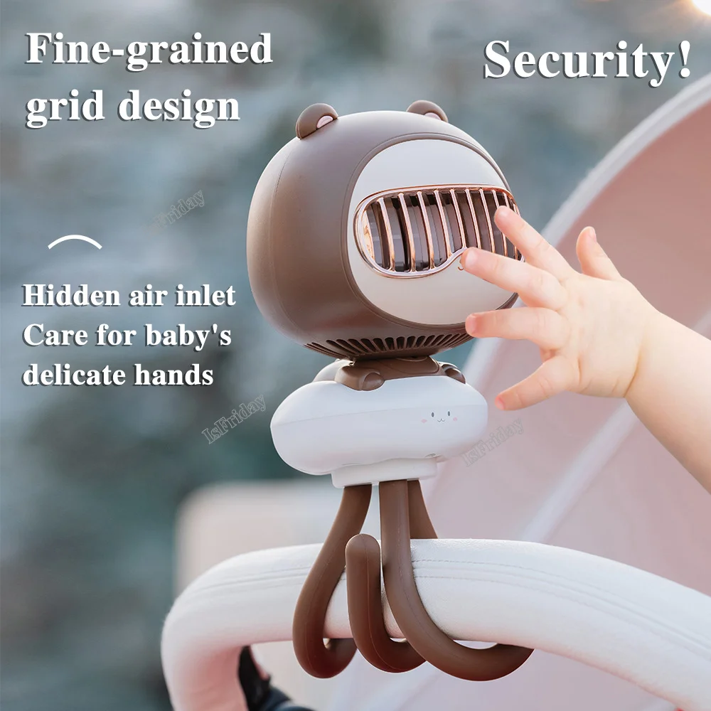 

Portable Baby Stroller Electric Fan Bladeless USB Rechargeable 3600mah Battery Air Cooler Hand Folding Desktop Fan Multipurpose