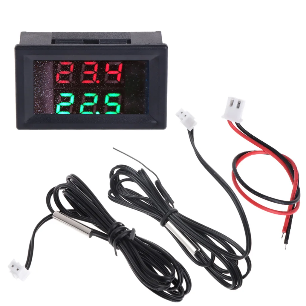 Display Digital Thermometer DC4-28V Red + Green Dual with NTC Waterproof Metal Temperature Easy Installs Dropship