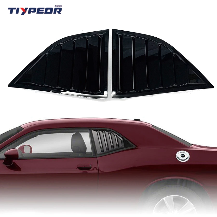 

TIYPEOR For 2009 - 2023 Dodge Challenger ABS Black Classic Style Side Window Louvers Scoop Cover Vent Window Shuttle