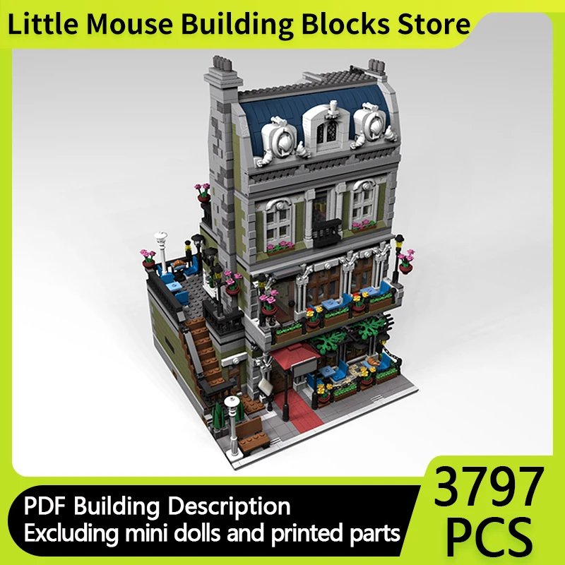 

City Street View Model MOC Building Bricks Restaurant Extended Modular Technology Gifts Holiday Assemble Children Toys Suit