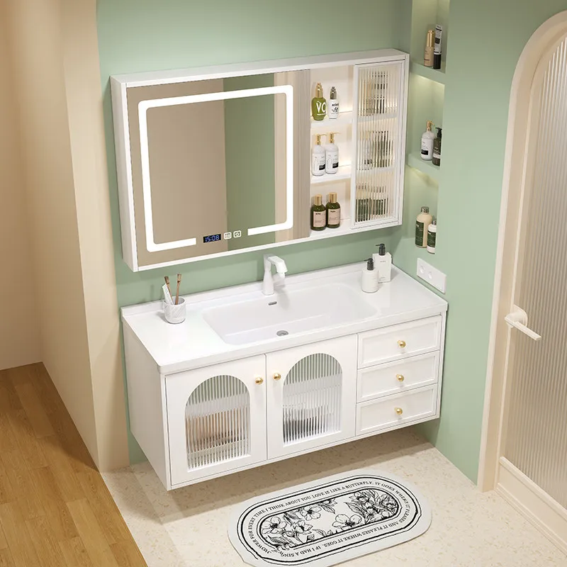 Sink Bowl Tall Bathroom Cabinet White Modern Space Saver Luxury Bathroom Cabinet Storage Mirror Mobiletto Bagno Home Furniture