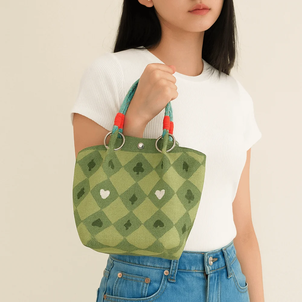 

Casual Butterfly Cartoon Bucket Bag Bear Soft Knitted Handbag Korean Style Handheld Women Tote Bag Girls