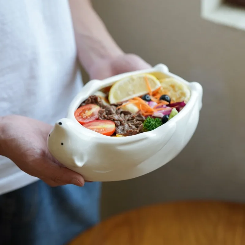 

Cute little bear dinner bowl - household cartoon-shaped face bowl, soup bowl, creative fruit salad bowl, dessert bowl