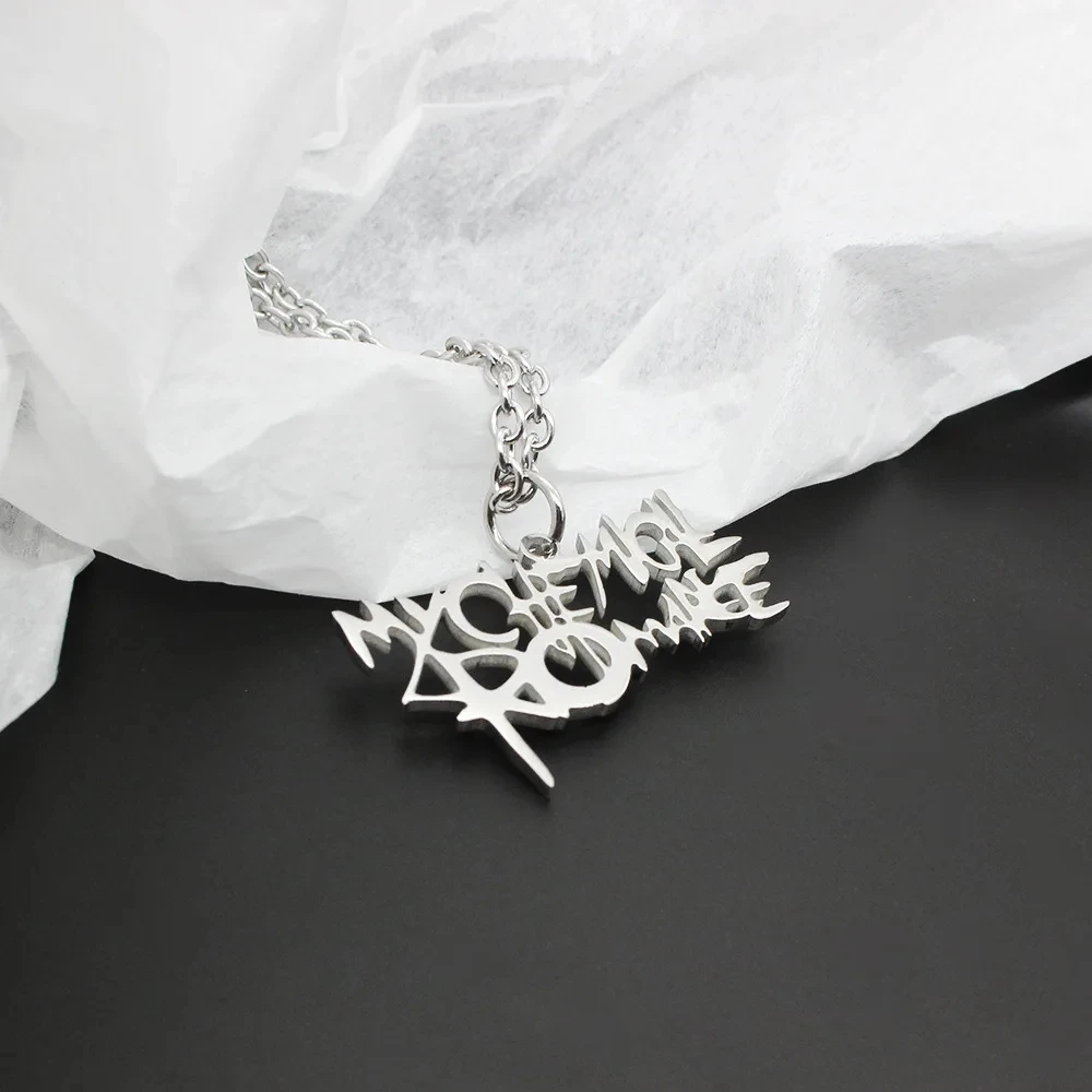 Fashion Punk Broken Stainless Steel  Letter Necklace Women/Men Silver My Chemical Romance Pendants Jewelry Letter Choker Gifs