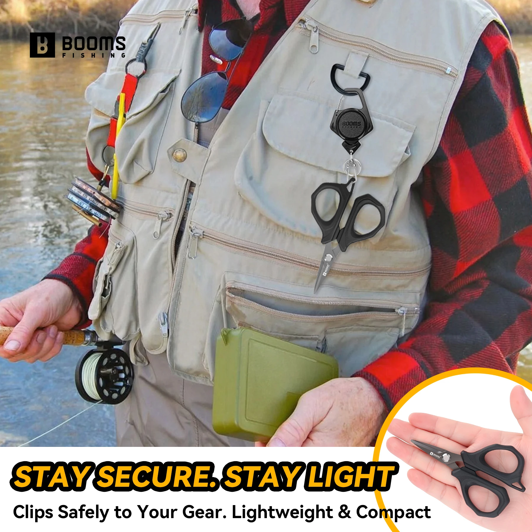 ازدهار الصيد S07 الفولاذ المقاوم للصدأ الصيد جديلة خط قطع مقص مع حامل شارة قابل للسحب حلقة تسلق معالجة صندوق الملحقات #5