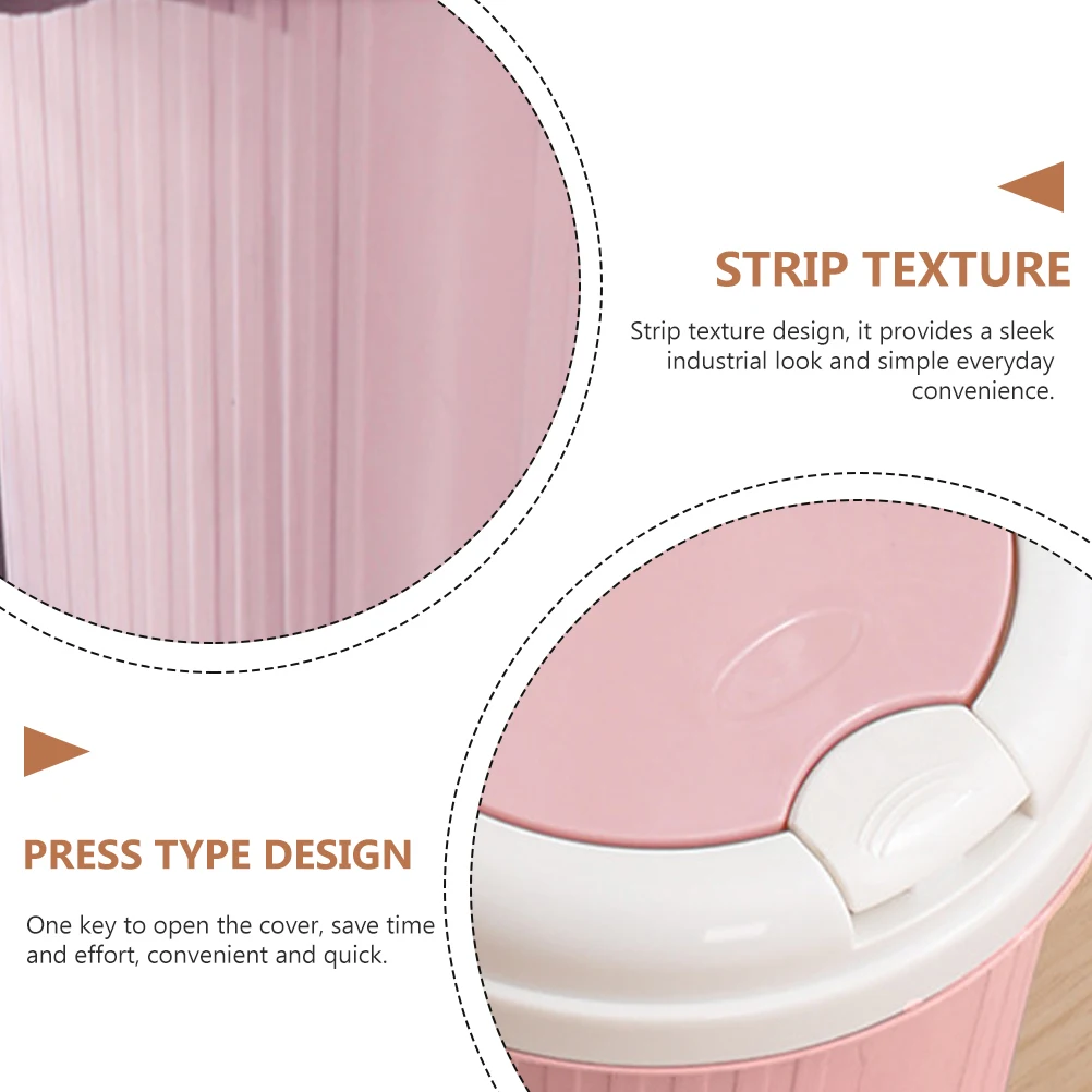 

Kitchen Push Trash Can Garbage Cans Lidded Waste Basket Rubbish Pp Push-type Office