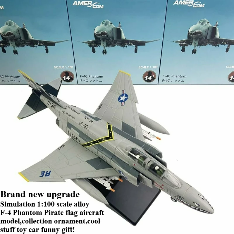 

Cool Stuff Toy Car Funny Gift-Kawaii 1:100 Scale Alloy F-4 Phantom Pirate Flag Aircraft Model,Collection Ornament,Toys for Kids