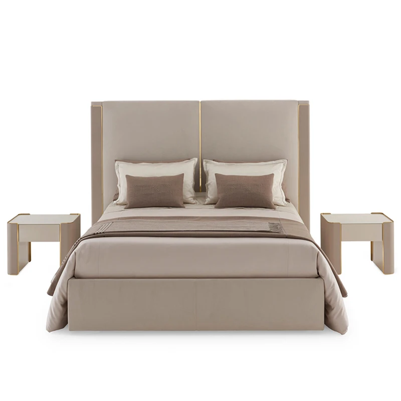

High Quality Stable Custom Italian Bed King Bed Hotel Bedroom Frame Luxury King Size Bed