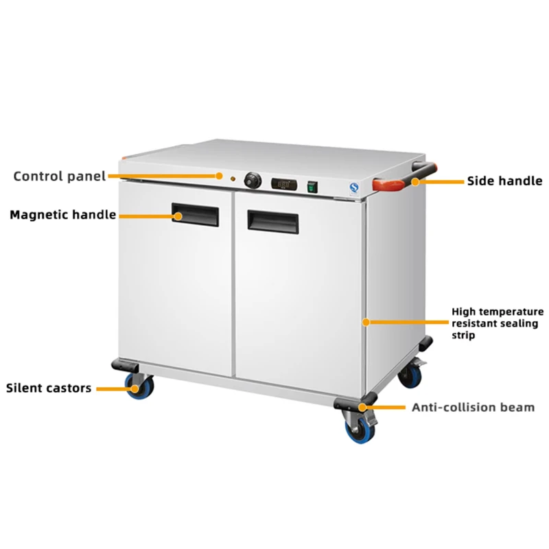 Commercial hotel electric hot air food insulation cabinet double door stainless steel body kitchen 8L insulation equipment
