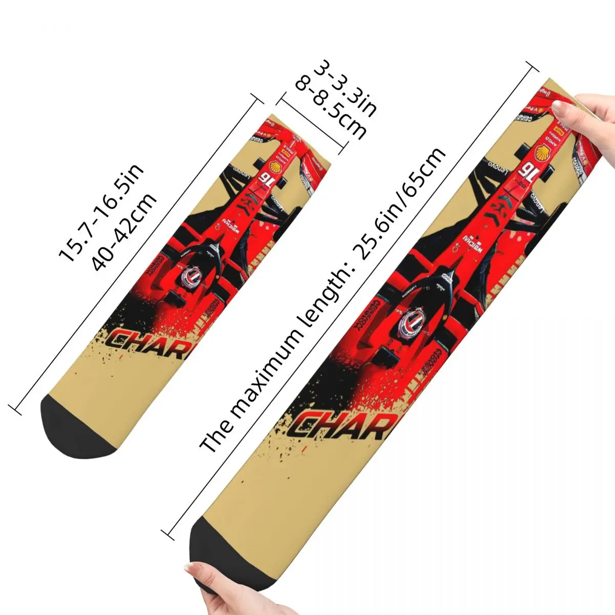 Calzino a compressione divertente per uomo Charles Leclerc 16 Feerrari F1 Hip Hop F1 22 New Car Race Happy Seamless Printed Boys Crew Sock