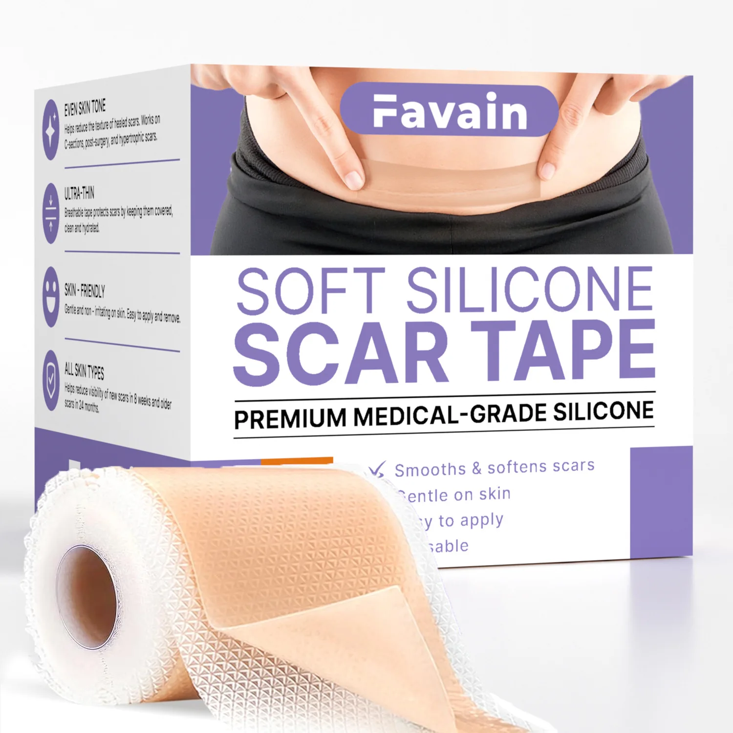 

Silicone Scar Sheets,Silicone Scar Tape,Silicone Scar Removal Strips for Surgical,C-Section,Tummy Tuck,Keloid Scars