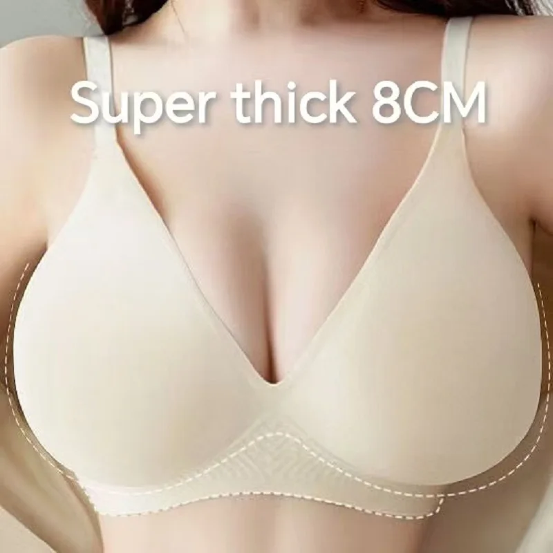 

Утолщенный бюстгальтер с чашками пуш-ап с плоской грудью, 8 см, без стального кольца, бесшовный невидимый подъемник, небольшой бюстгальтер с чашкой B C