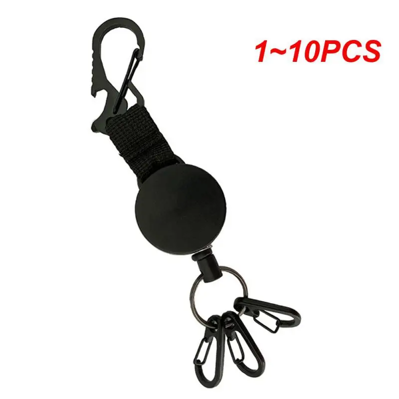 1~10PCS Retractable Keychain Heavy Duty Badge Holder Reel with Multitool Carabiner Clip Key Ring with Steel Wire Supplies