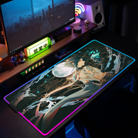 Genshin Impact Xiao RGB Gaming Mouse Pad Non-Slip Colorful Luminous Desk Mat Keyboard Mouse Mat 900x400 Large LED Mousepad Gamer