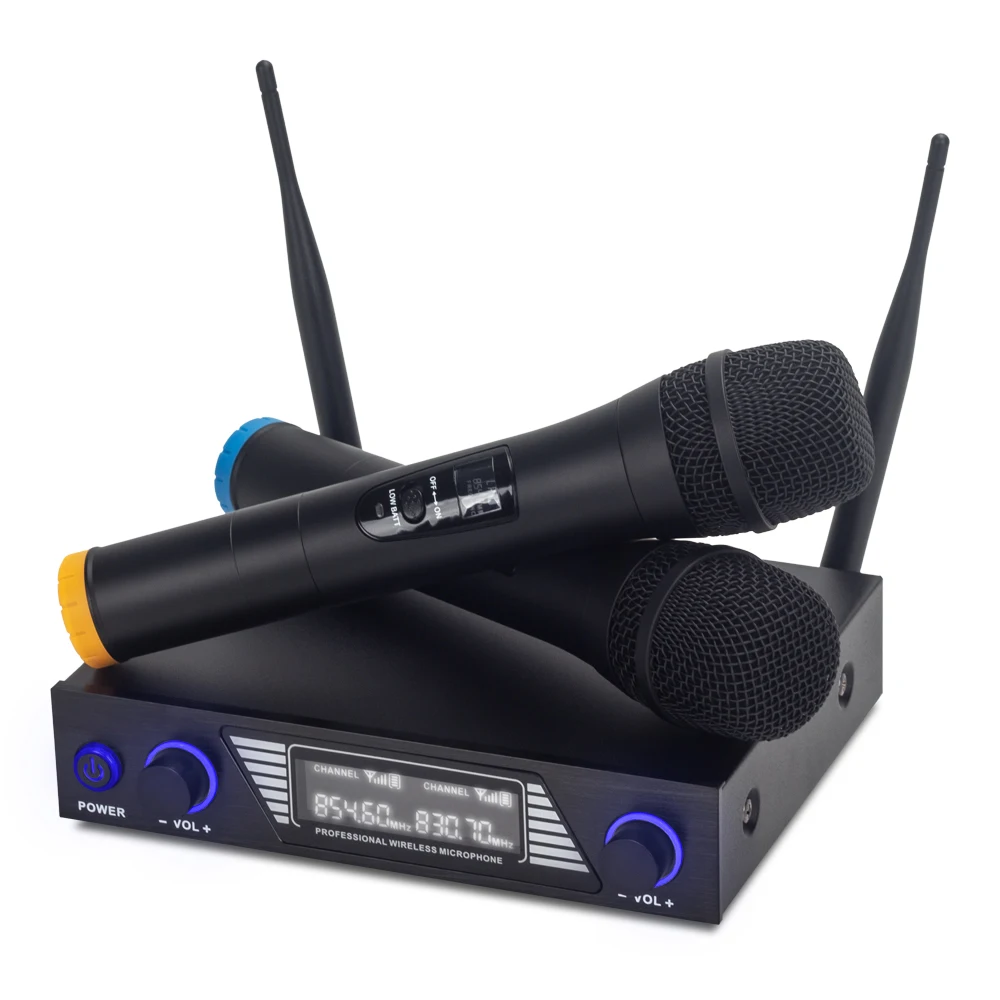 PM-102 VHF Wireless Dual-Channel Microphone Handheld Very High Frequency Church Conference Family Singing Blog Metal
