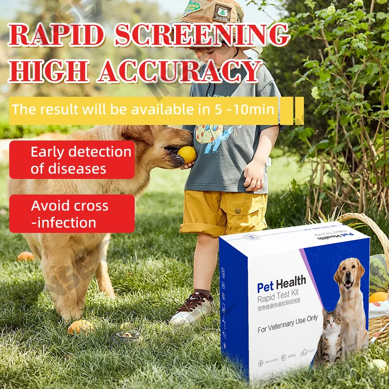 Tiras de prueba in vitro para mascotas, Kit de detección rápida de antígeno para Moquillo Canino/Parvovirus Canino, Autodiagnóstico en casa
