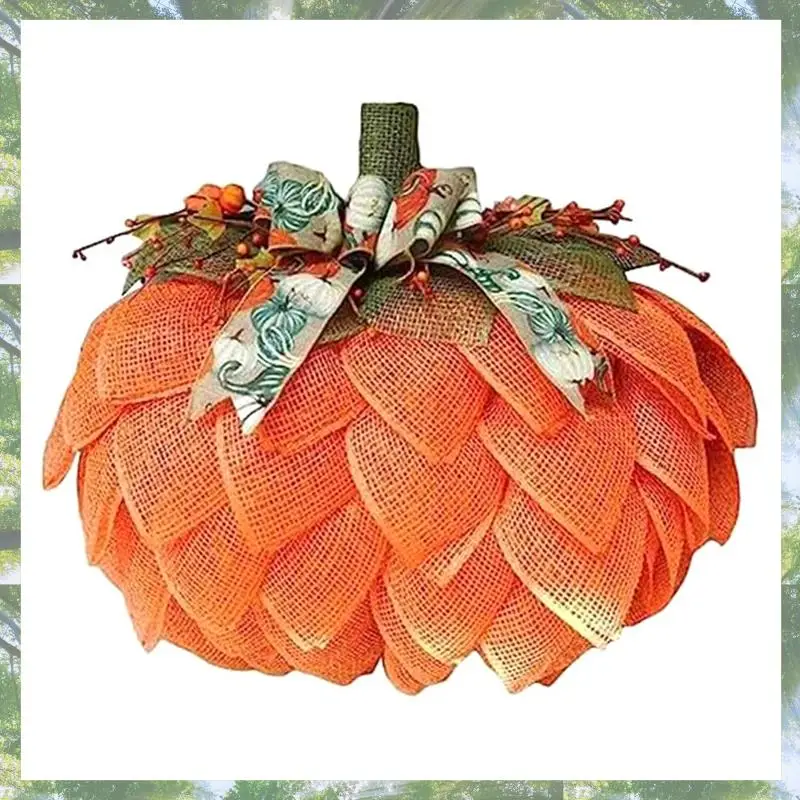 

Премиум-1 шт. венок из тыквы, цвет тыквы, ткань, тыква с бантами и ягодами, гирлянда из тыквы, дверные украшения, тыква из мешковины