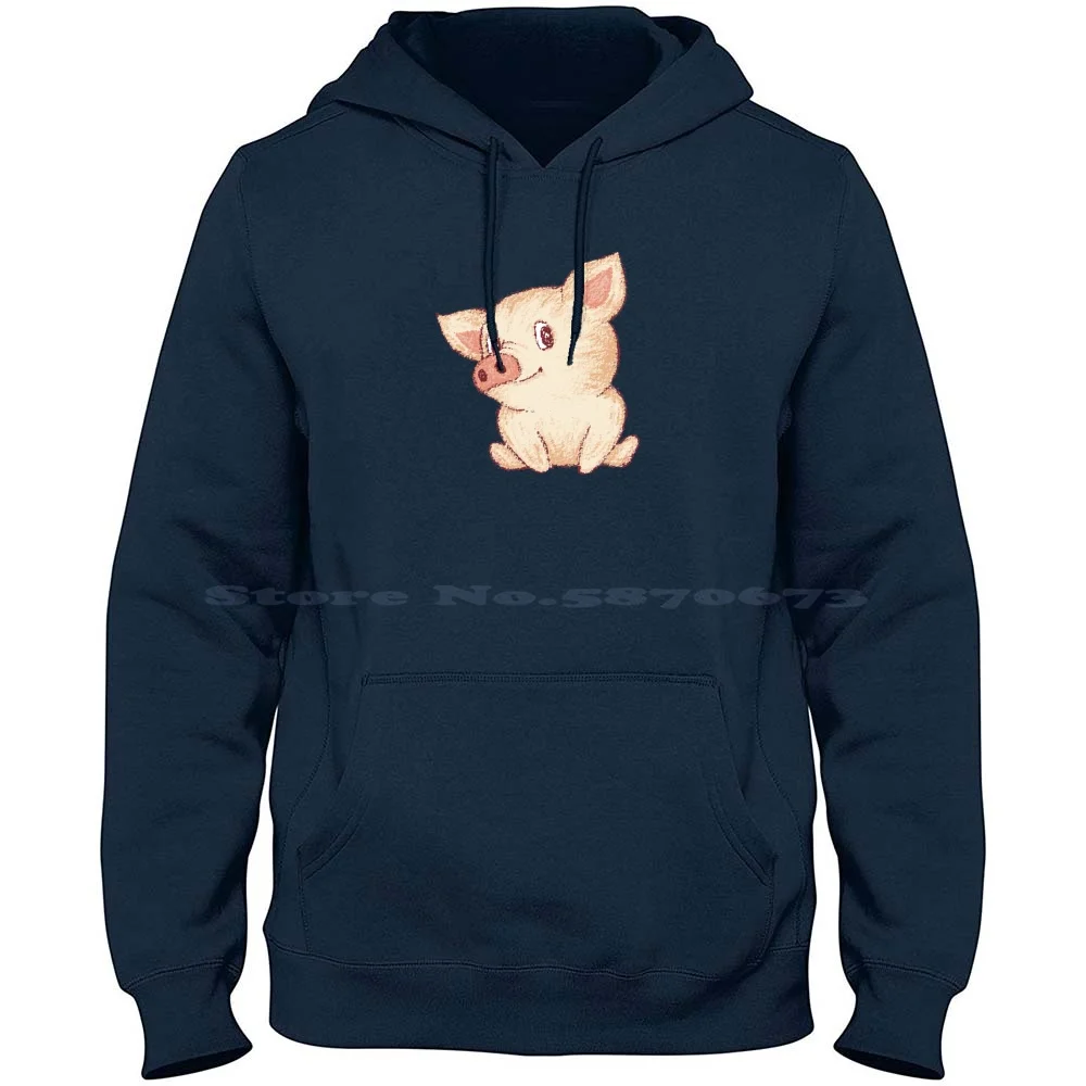 Cute Pig Sitting 100% Cotton Hoodie T Shirt Piggy Characters Pets Farm Animals Cute Happy Baby Kids Children Toru Sanogawa Pis