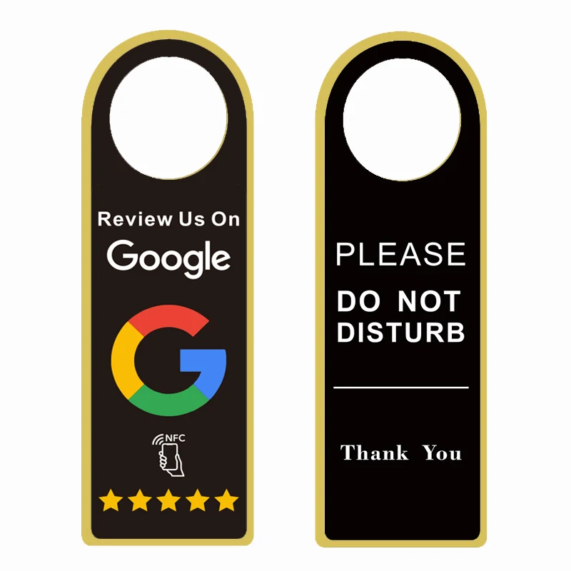 Imagem -03 - Nfc Google Reviews Sinal de Cabide de Porta Dupla Face Ideal para Usar em Qualquer Lugar Como Escritórios Clínicas Hotéis