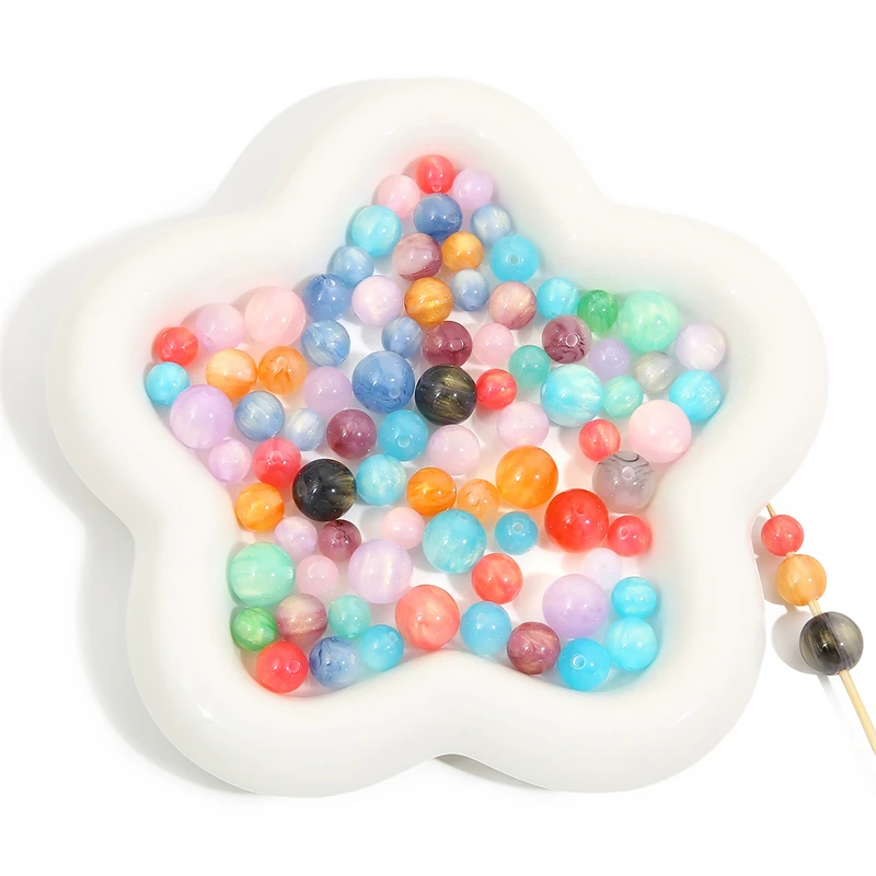 8/10/12mm Handmade Colorful Resin Loose Beads Cat Eye Round Bead for DIY Necklace Bracelet Earring Jewelry Making Accessories