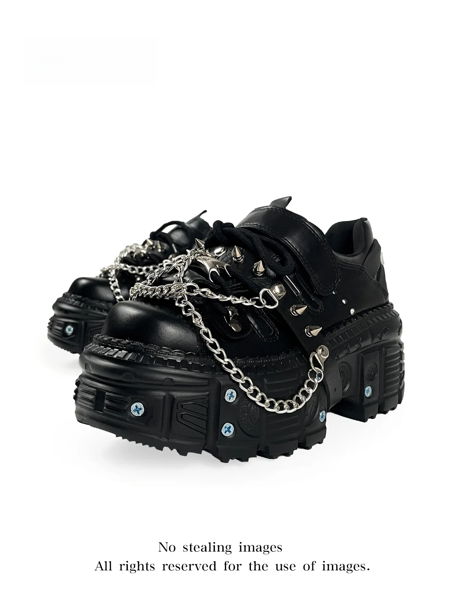 Mib'Vias Original Cyber Gothic Tank Thick Heel Women's Shoes Metal Rivet Y2K Spicy Single Shoes Street Style Ugly Duckling