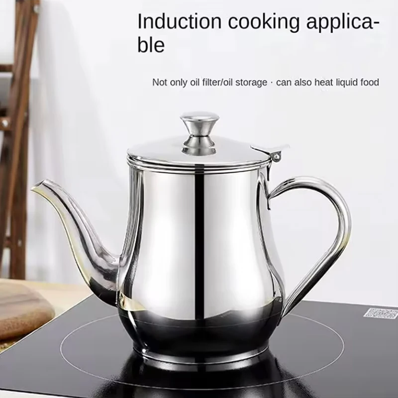 

1 шт., масляный горшок из нержавеющей стали с фильтром для кухни, кухонный гаджет, бытовой горшок для хранения масла с сетчатым фильтром для кухни