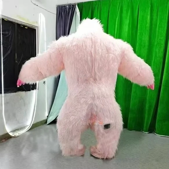 Pink Inflatable Gorilla Mascot Costume Suit Events Wear Cartoon Doll Clothes Halloween Carnival Animal Cosplay Party No Battery