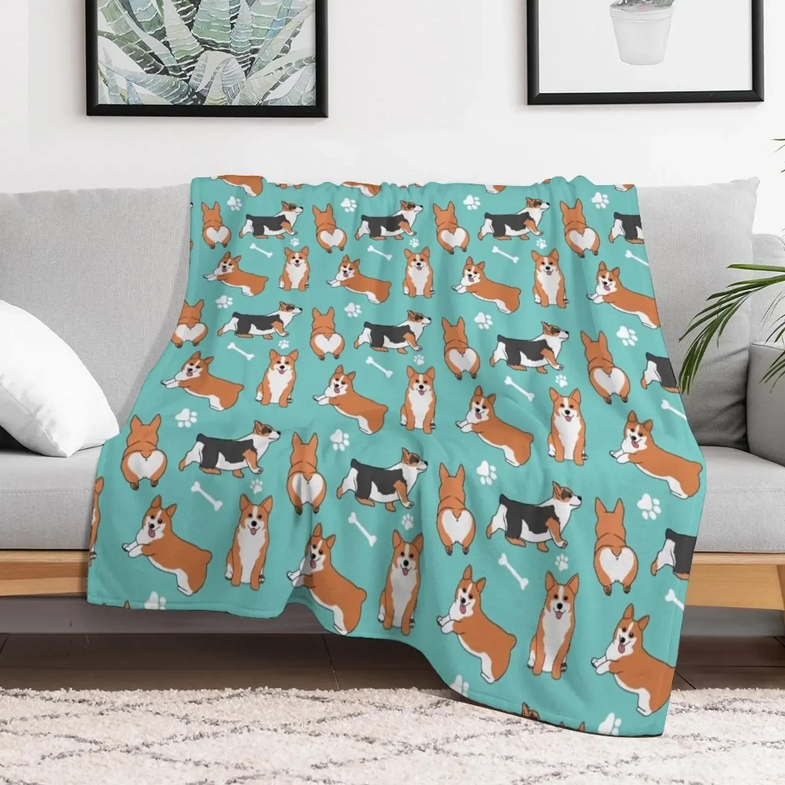 

Corgi Pattern Throw Blanket manga Furrys Single Comforter Blankets