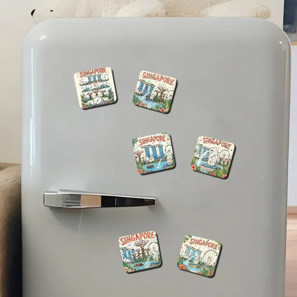 SINGAPORE City Aesthetic Art Refrigerator Magnet Personalized Creative Magnetic Stickers With Magnets