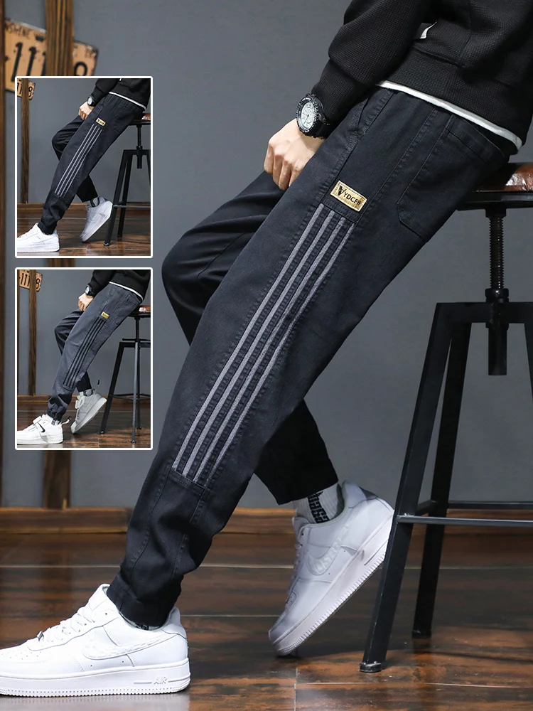 

Men's Casual Trousers Spring 2024 Loose Faion Workwear Sweatpants mid Waist Long Straight Leg Polyester Fiber Thiened