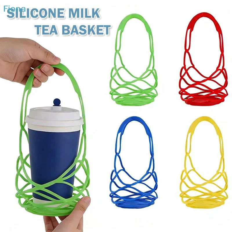 Reusable Silicone Cup Carrier,Portable Woven Drink Holder Basket for Bubble Tea,Coffee and Juice