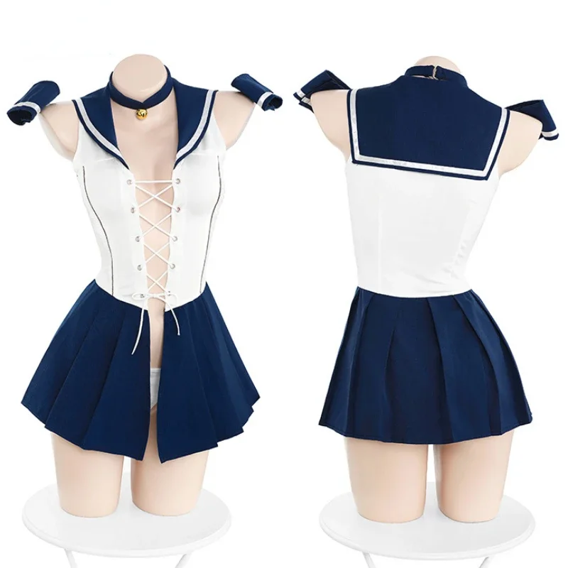 Anime Preppy Bandage Sailor Suit Japanese Girl Cosplay Costume School Uniform Student Sexy Dress Roleplay Underwear Lingerie