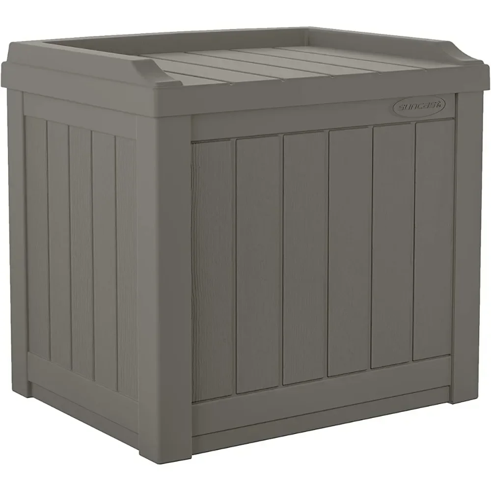 

22 Gallon Indoor or Outdoor Backyard Patio Small Storage Deck Box with Attractive Bench Seat and Reinforced Lid, Stone Gray