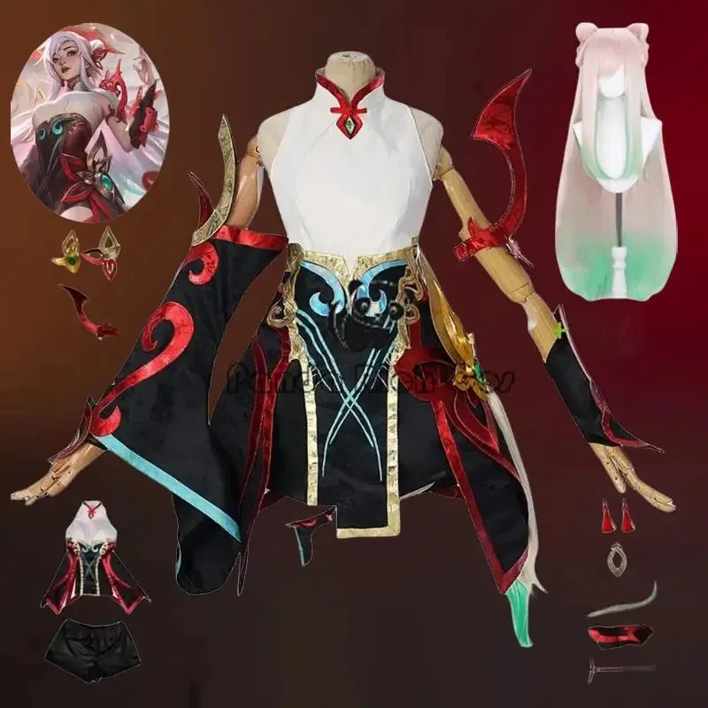 لعبة LOL Mythmaker Irelia The Blade Dancer أزياء تنكرية Irelia شعر مستعار أنيمي السنة الجديدة فستان الجلد مثير امرأة موحدة بدلة الهالوين