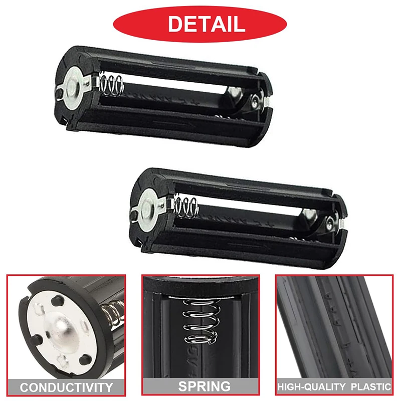 10Pcs 3 x 1.5V AAA Series Connection Plastic Black Cylinder Battery Storage Holder Case Adapter