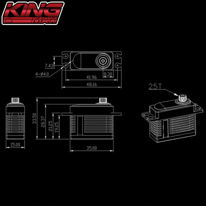 Kingmax BLS4406HHV 43g Servo 6kg.cm Torque Digital Metal Gears Servos sin escobillas para helicóptero clase 450-500 plato cíclico