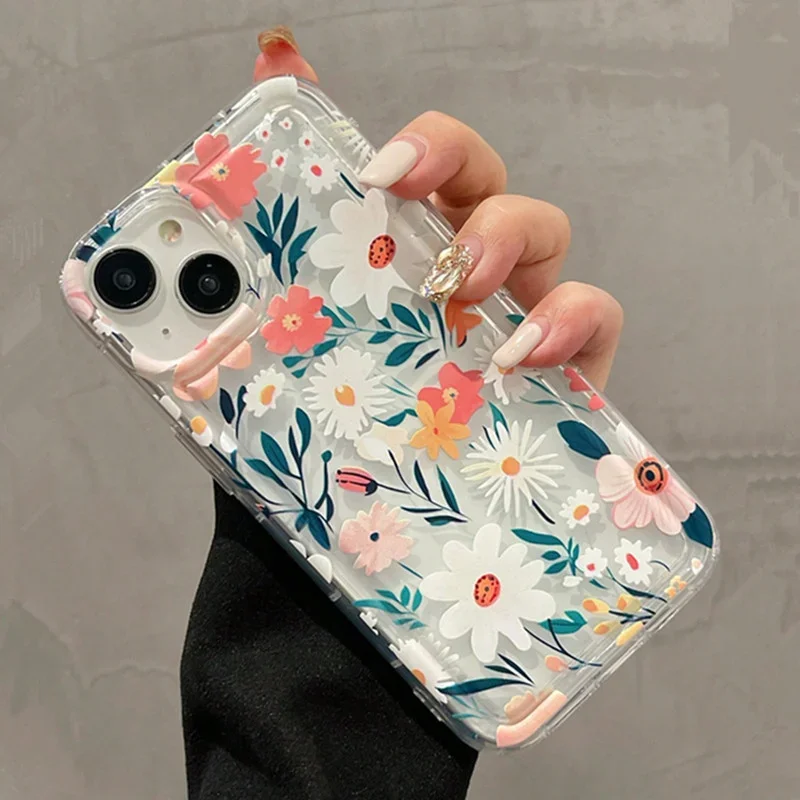 Summer Colorful Flower Clear Case for OPPO Realme C11 C20 C31 C33 C35 C53 6 7 7I 8 9I 10 V15 Pro Plus 5G Airbag Shockproof Cover