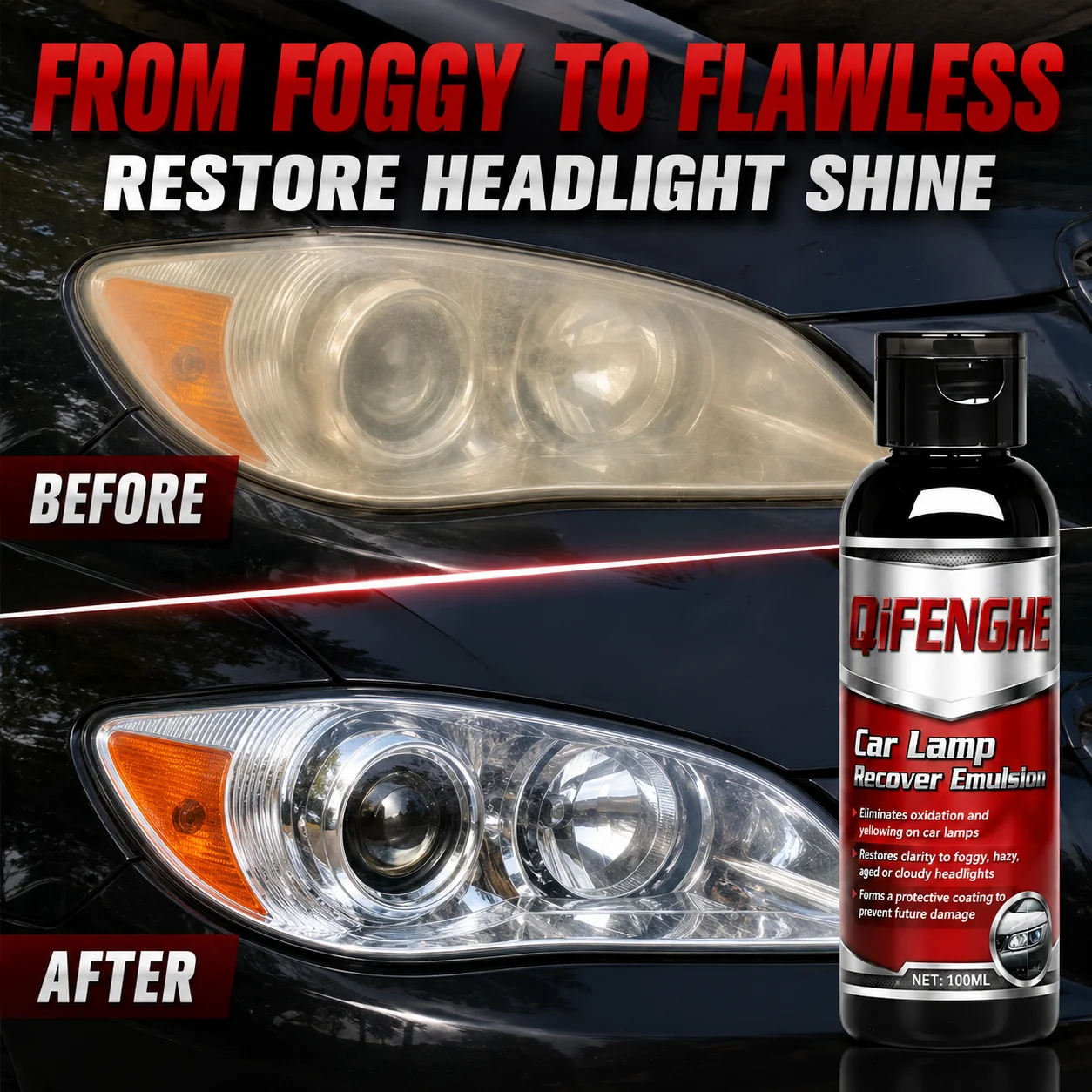 Car Headlight Repair Liquid Eliminate Foggy Discoloration Recover Clear Lenses Anti-UV Protection For Auto Lamp Housing