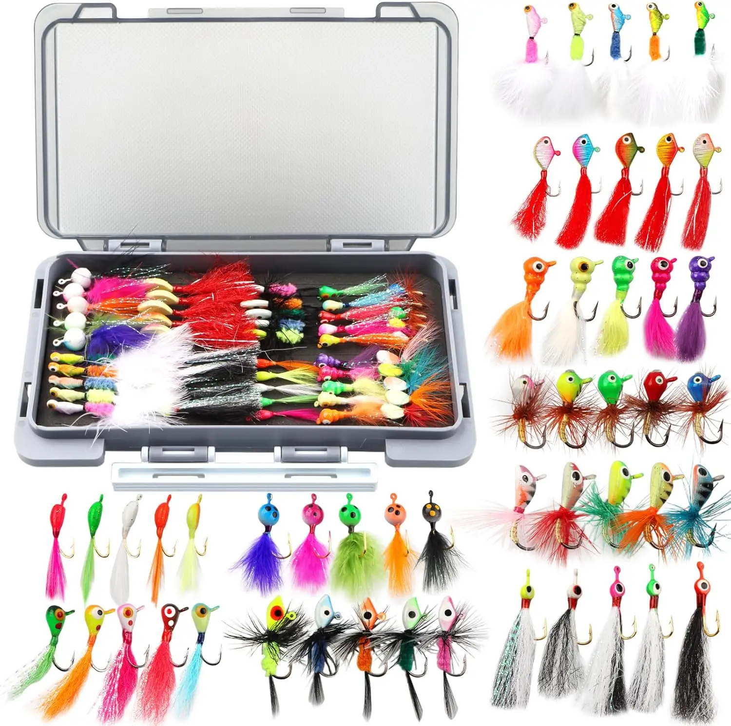 

Набор для зимней рыбалки: 100 приманок, коробка для снастей для ловли судака, окуня, краппи - идеальный подарок для мужчин