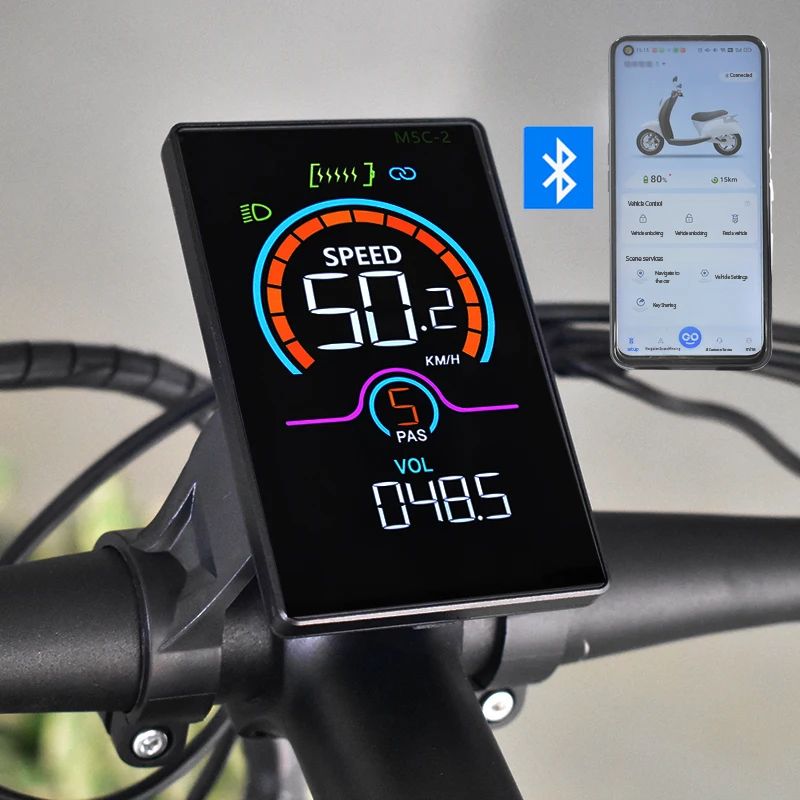 

M5C-2[UART2] Электрический велосипедный компьютер Беспроводной спидометр Велосипедный цифровой многоцветный аксессуар для электровелосипеда Секундомер Велосипедный одометр