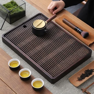 Gianxi-Bandeja of Chinese natural bamboo tea, simple rectangular tea board, Kung Fu tea set, water storage tray 6 Main Sales Tray Bamboo - №6