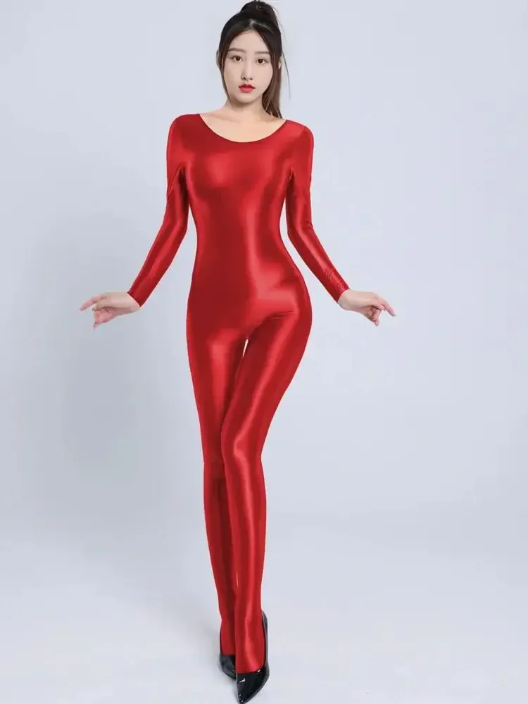 M XL Unisex busto sin costuras brillante Bodystocking Catsuit medias caliente Sexy leotardo mono unido mono de una pieza