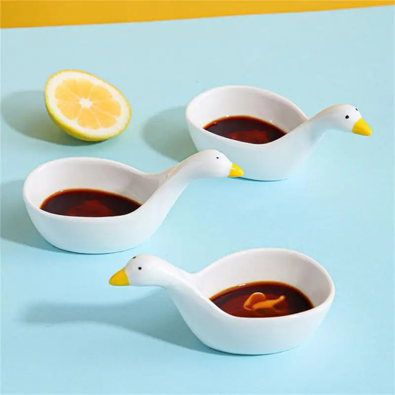 Creative Ceramic Soy Sauce Bowl Swan Duck Condiment Dish Ceramic Snack Cute Seasoning Plates Seasoning Plates Tomato Sauce Dish