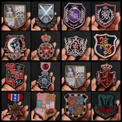 Uniforme scolastica in stile europeo ferro su ricamo fai da te distintivo moda corona logo patch ricamata vestiti distintivi bracciali