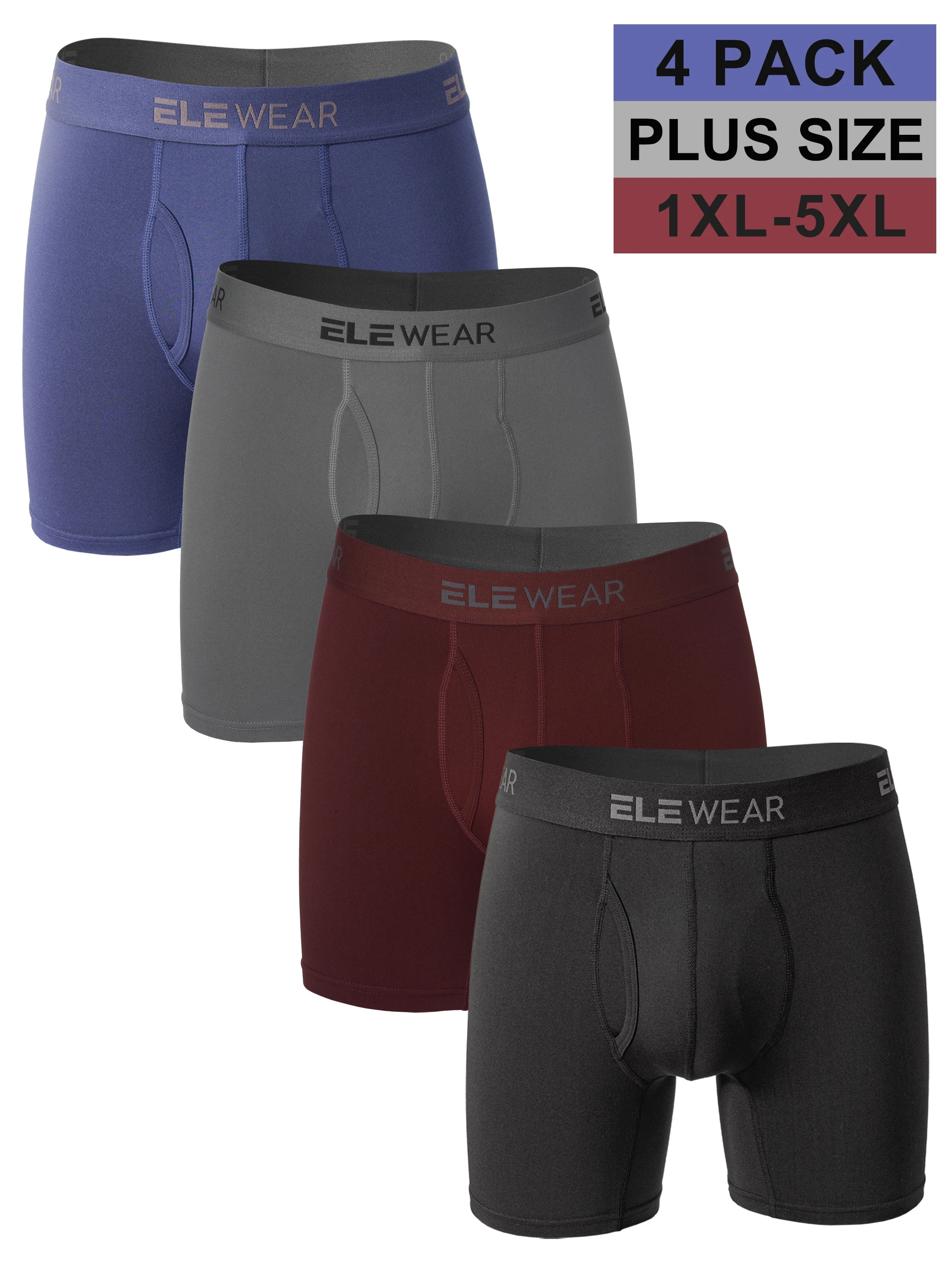 

4 Pack Men Underwear With Opening Breathable Mens Boxershorts Men's Panties Underpants Plus Size 1XL-5XL Fashion Boxers Brief