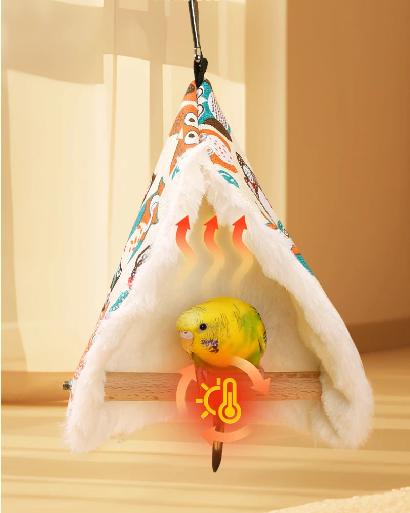 

Bird Plush Perch Tent Winter Warm Triangle Hammock Nest Bed For Parrot Budgie Parakeet Cockatiel Lovebird